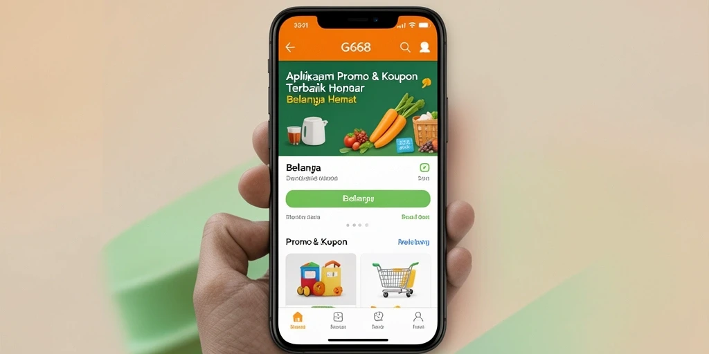 Tampilan aplikasi G668 dengan berbagai promo menarik.