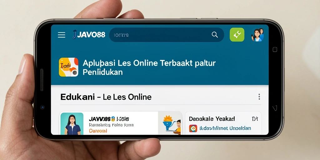 Tampilan antarmuka aplikasi Les Online JAVO88 yang interaktif.