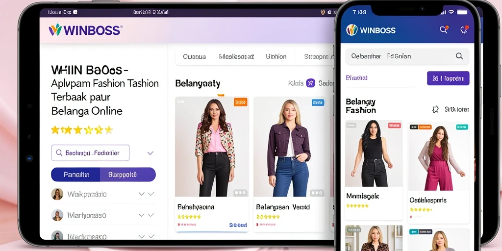 Antarmuka WINBOSS yang menarik dan user-friendly untuk belanja fashion.